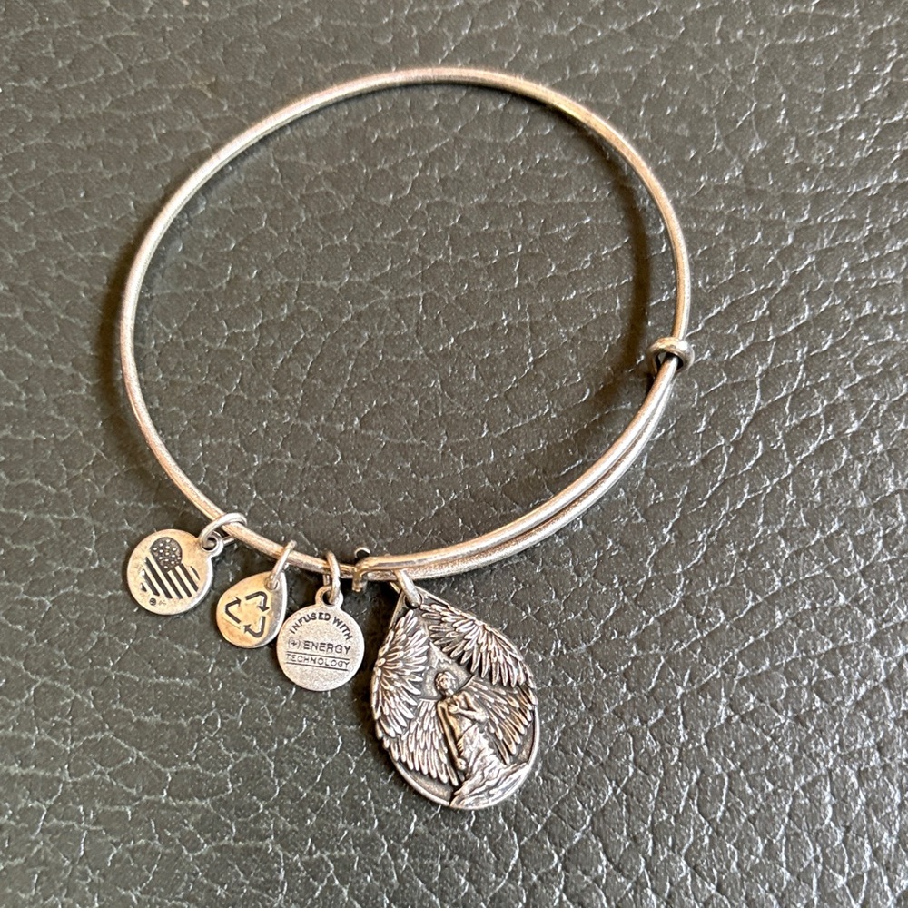 Alex and ani guardian of peace washed silver charm bracelet